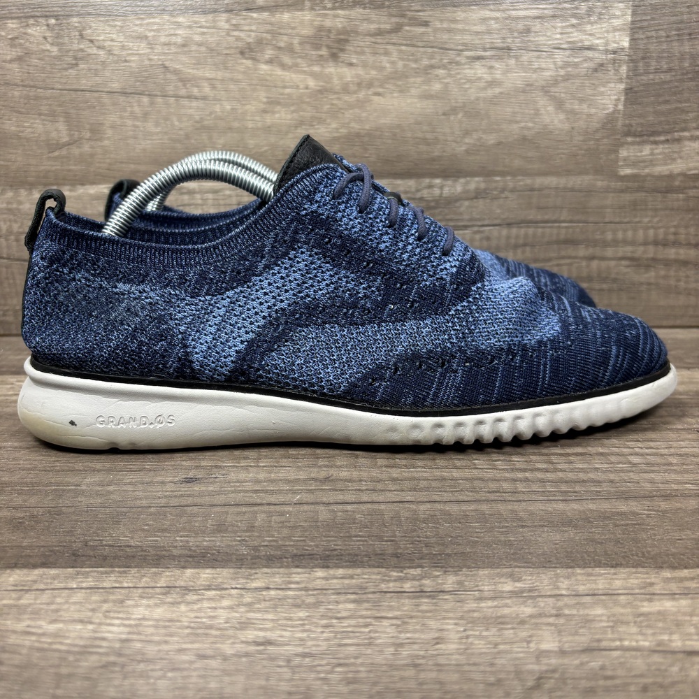 Cole Haan Grand OS Knit Oxford Wingtip Blue Mens US Size 9.5 C27946 Sneakers